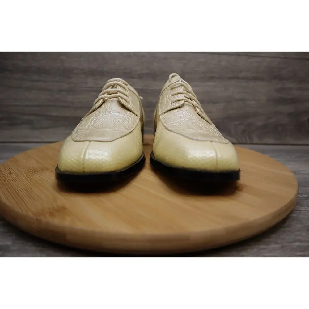 Roberto Chillini Shoes Mens 6 Oxford Slip On Dress Cream Alligator Crocodile NIB
